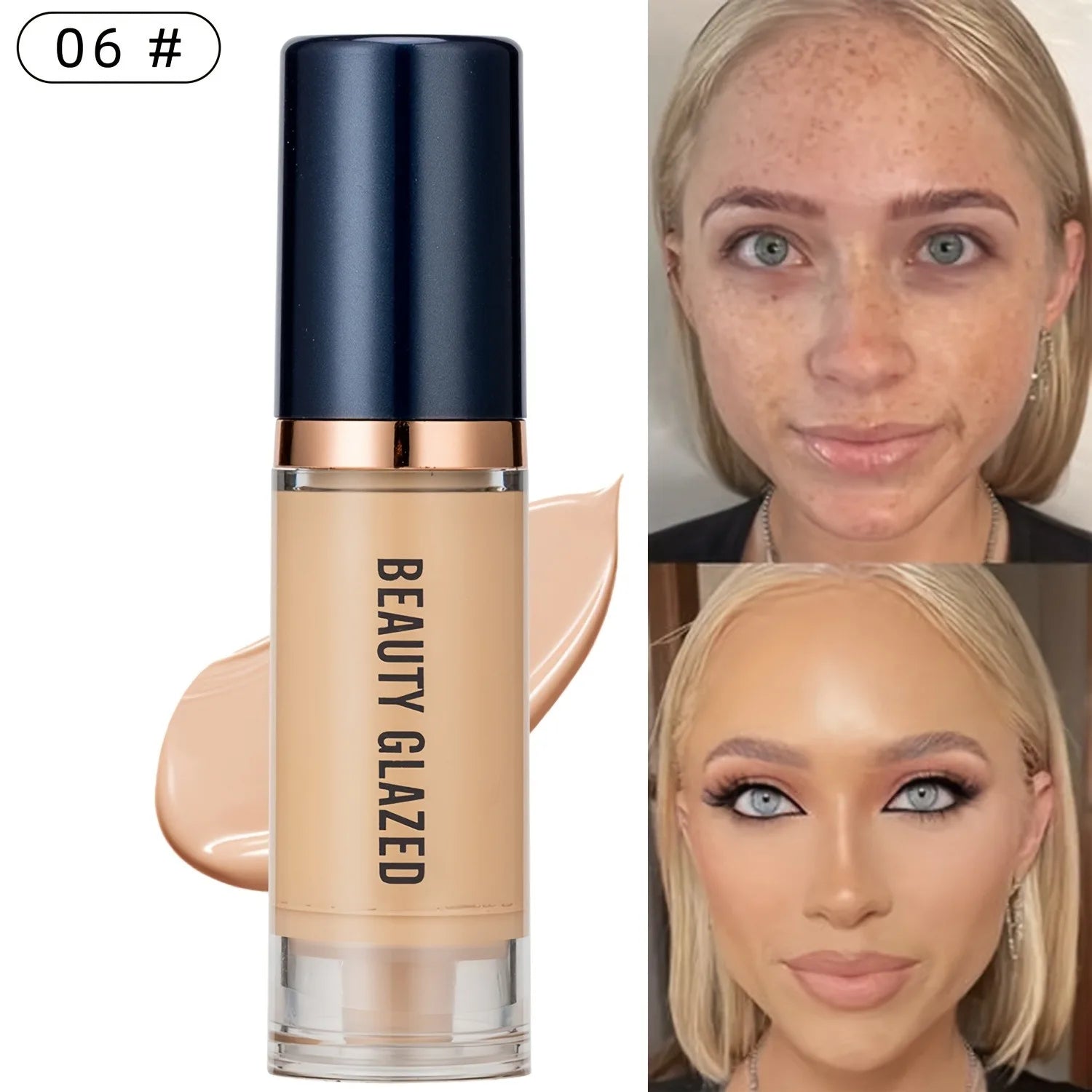 Beauty Glazed Liquid Foundation & Concealer (6 Colors) – Full Coverage Waterproof Makeup | Long-Lasting Natural Finish