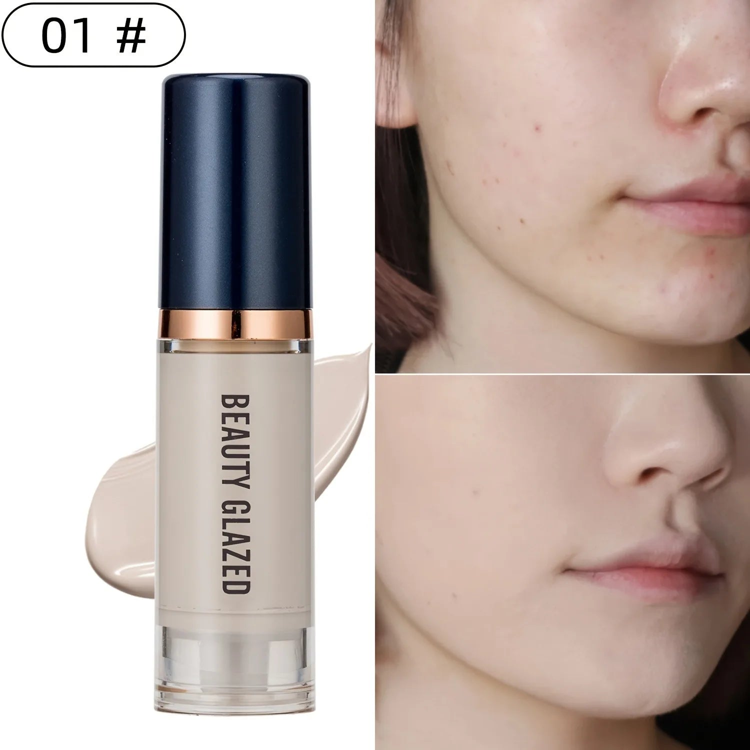 Beauty Glazed Liquid Foundation & Concealer (6 Colors) – Full Coverage Waterproof Makeup | Long-Lasting Natural Finish