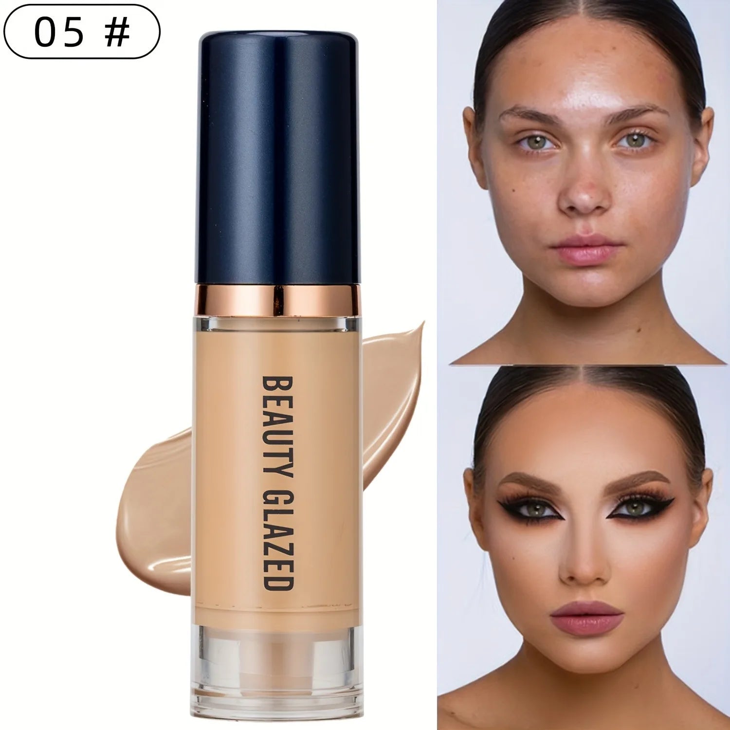 Beauty Glazed Liquid Foundation & Concealer (6 Colors) – Full Coverage Waterproof Makeup | Long-Lasting Natural Finish