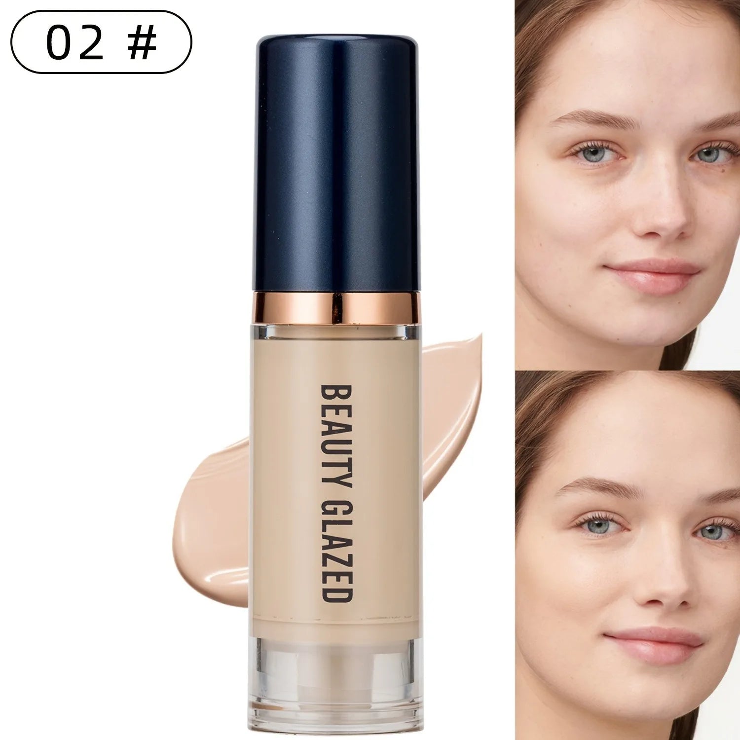 Beauty Glazed Liquid Foundation & Concealer (6 Colors) – Full Coverage Waterproof Makeup | Long-Lasting Natural Finish