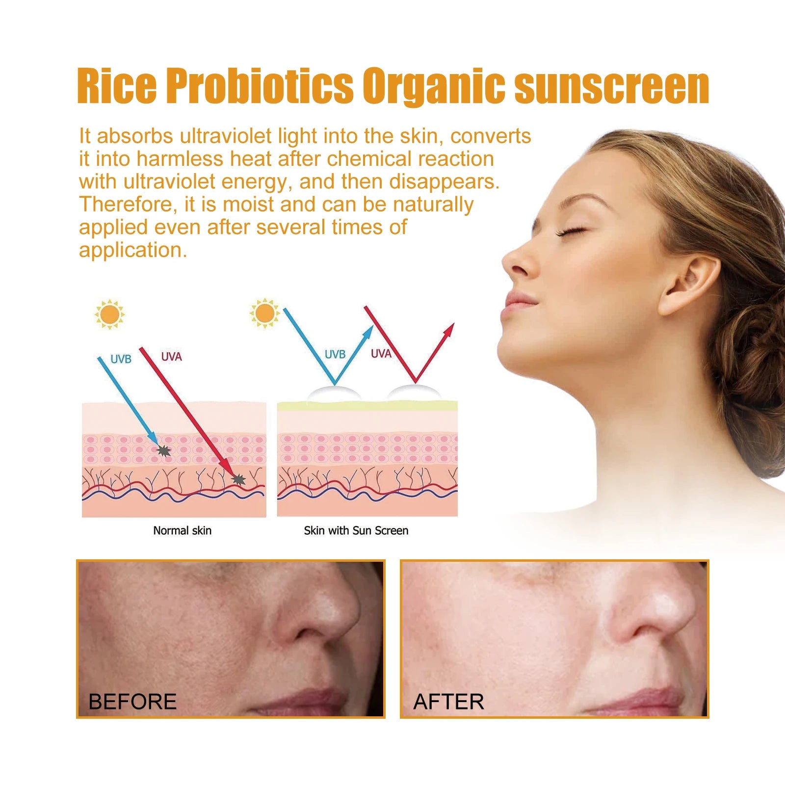 Jaysuing 40g Summer Probiotic Organic Sunscreen Outdoor Isolation Uv Protection Spf 50 Moisturizing Whiten Skin Body Sunblock