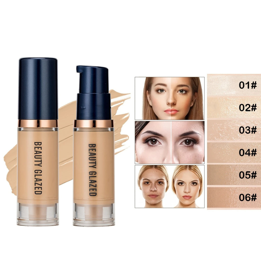 Beauty Glazed Liquid Foundation & Concealer (6 Colors) – Full Coverage Waterproof Makeup | Long-Lasting Natural Finish