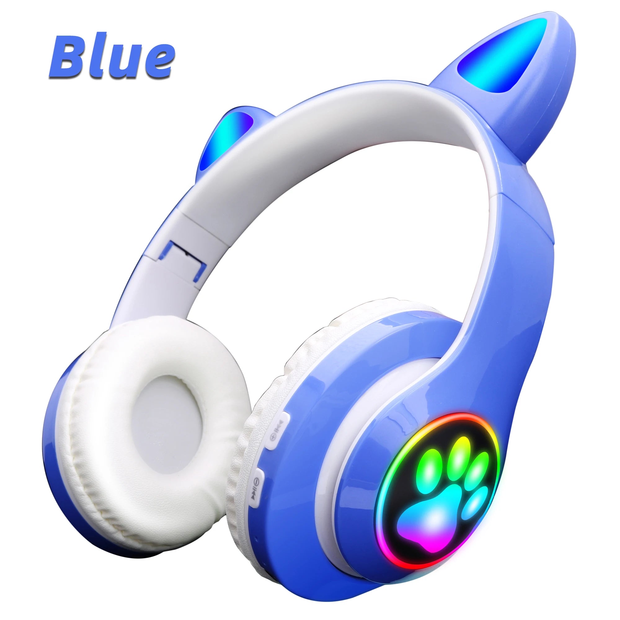 Pink Cat Ear Wireless Bluetooth Headphones 🎧 | Cute LED Light Headset with Microphone – Foldable Stereo Sound for Kids & Girls