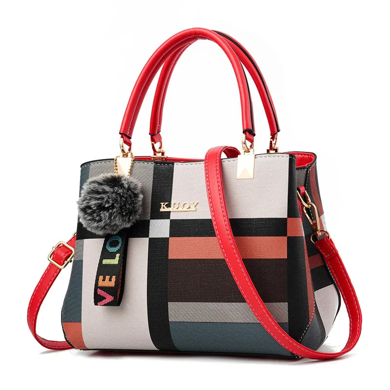 Elegant Designer Women’s Handbag – PU Leather Crossbody & Shoulder Bag | Hairball Charm Messenger Tote Purse