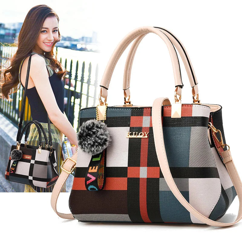 Elegant Designer Women’s Handbag – PU Leather Crossbody & Shoulder Bag | Hairball Charm Messenger Tote Purse