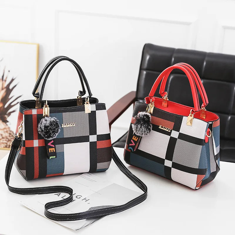 Elegant Designer Women’s Handbag – PU Leather Crossbody & Shoulder Bag | Hairball Charm Messenger Tote Purse