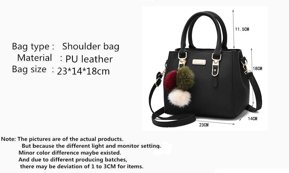 Women’s Beaded Pendant Handbag – Embossed Shoulder & Messenger Bag | Elegant Hairball Charm Purse, High-Quality Fashion Tote