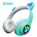 Pink Cat Ear Wireless Bluetooth Headphones 🎧 | Cute LED Light Headset with Microphone – Foldable Stereo Sound for Kids & Girls