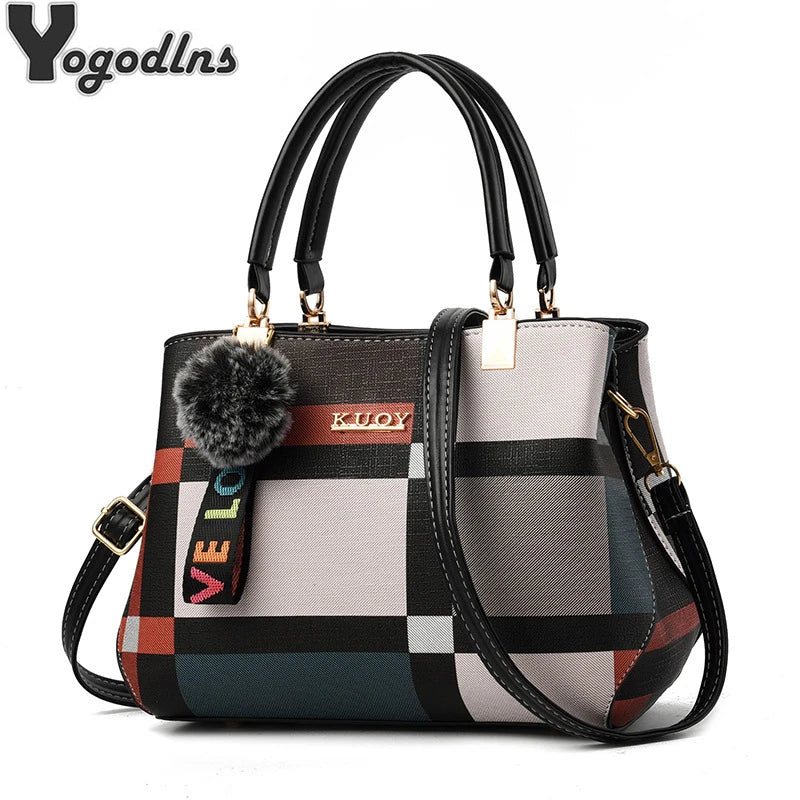 Elegant Designer Women’s Handbag – PU Leather Crossbody & Shoulder Bag | Hairball Charm Messenger Tote Purse