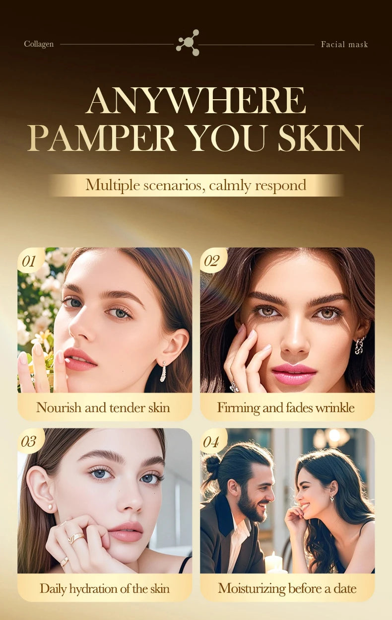 SADOER Golden Collagen Face Mask | Hydrating Anti-Aging Sheet Mask for Wrinkles & Radiant Skin