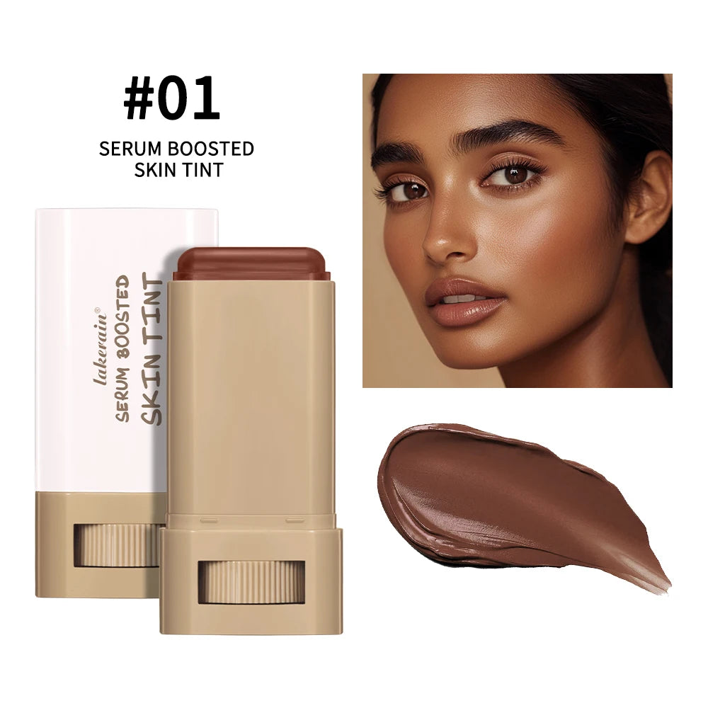 Skin Tint Stick – Waterproof Tinted Serum Foundation Balm | Nourishing Face Contour & Lightweight Makeup Stick for Natural Glow