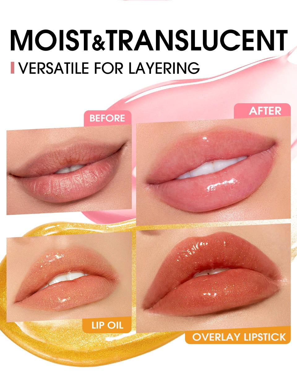 O.TWO.O Lip Oil Gloss | Hydrating Plumping Lip Balm – Non-Sticky, Glossy Shine & Natural Tint