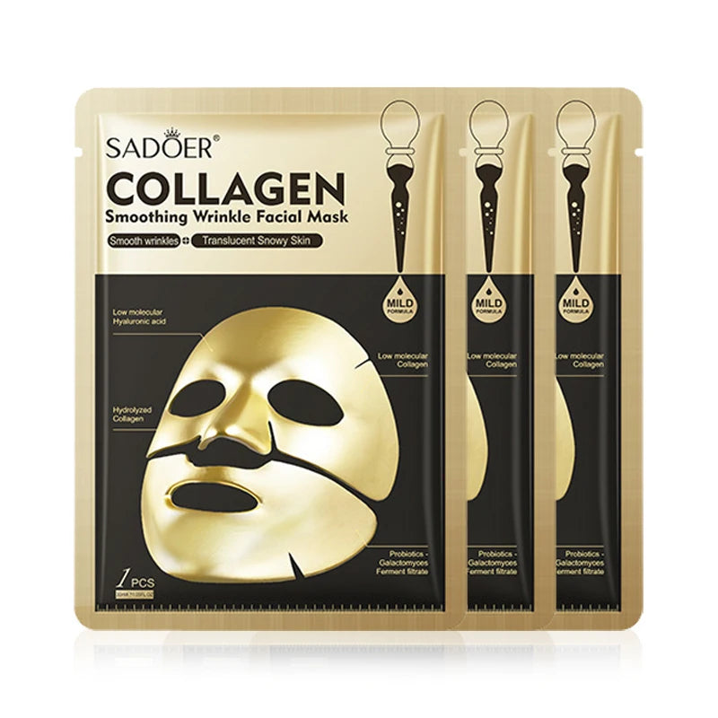SADOER Golden Collagen Face Mask | Hydrating Anti-Aging Sheet Mask for Wrinkles & Radiant Skin