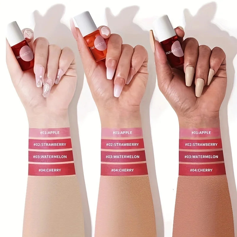 Fruity Lip Tint Water Gloss (4 Colors) – Moisturizing Waterproof Liquid Lipstick | Non-Sticky, High Pigment & Long-Lasting Shine