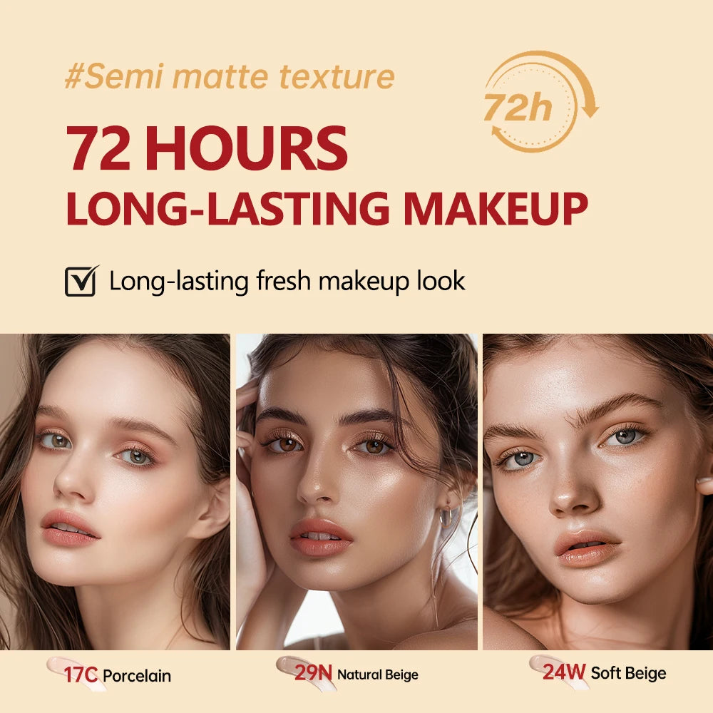 Sunscreen Cushion Foundation SPF | Full Coverage Waterproof Long-Lasting Concealer Cushion Makeup