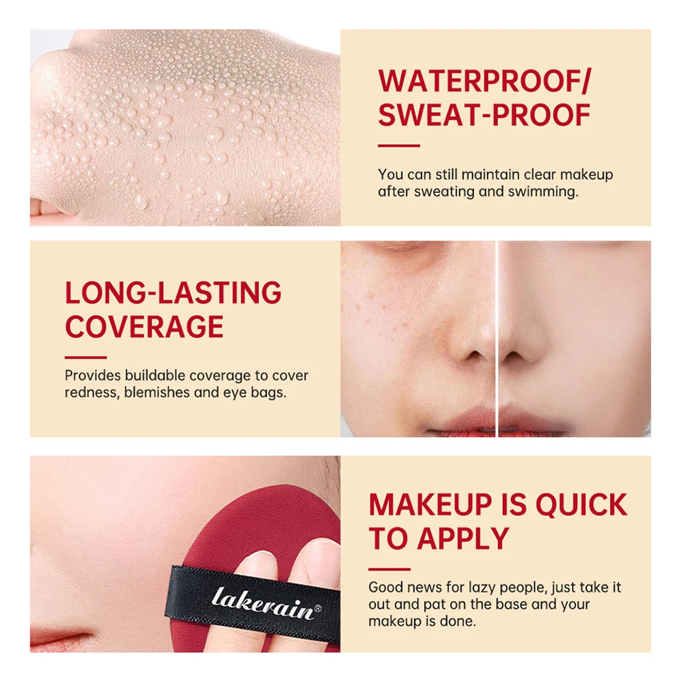 Sunscreen Cushion Foundation SPF | Full Coverage Waterproof Long-Lasting Concealer Cushion Makeup