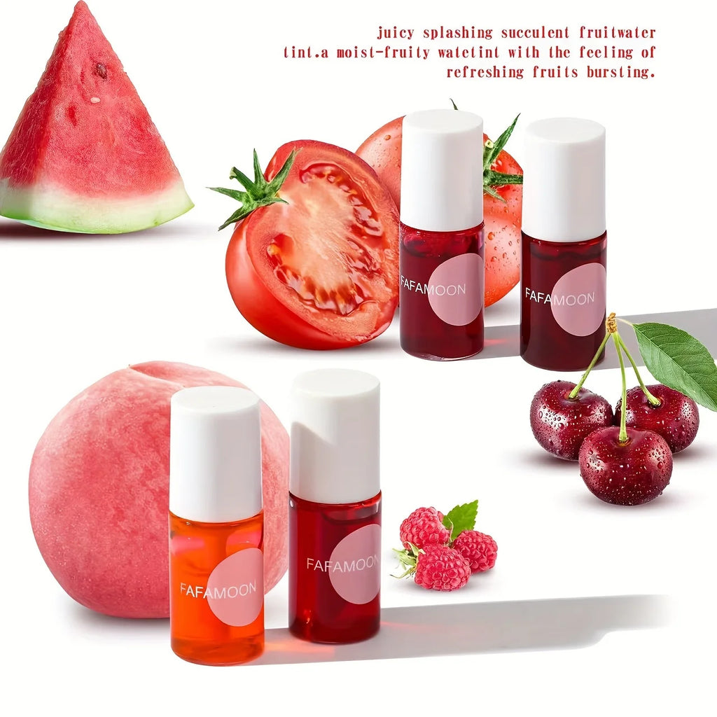 Fruity Lip Tint Water Gloss (4 Colors) – Moisturizing Waterproof Liquid Lipstick | Non-Sticky, High Pigment & Long-Lasting Shine