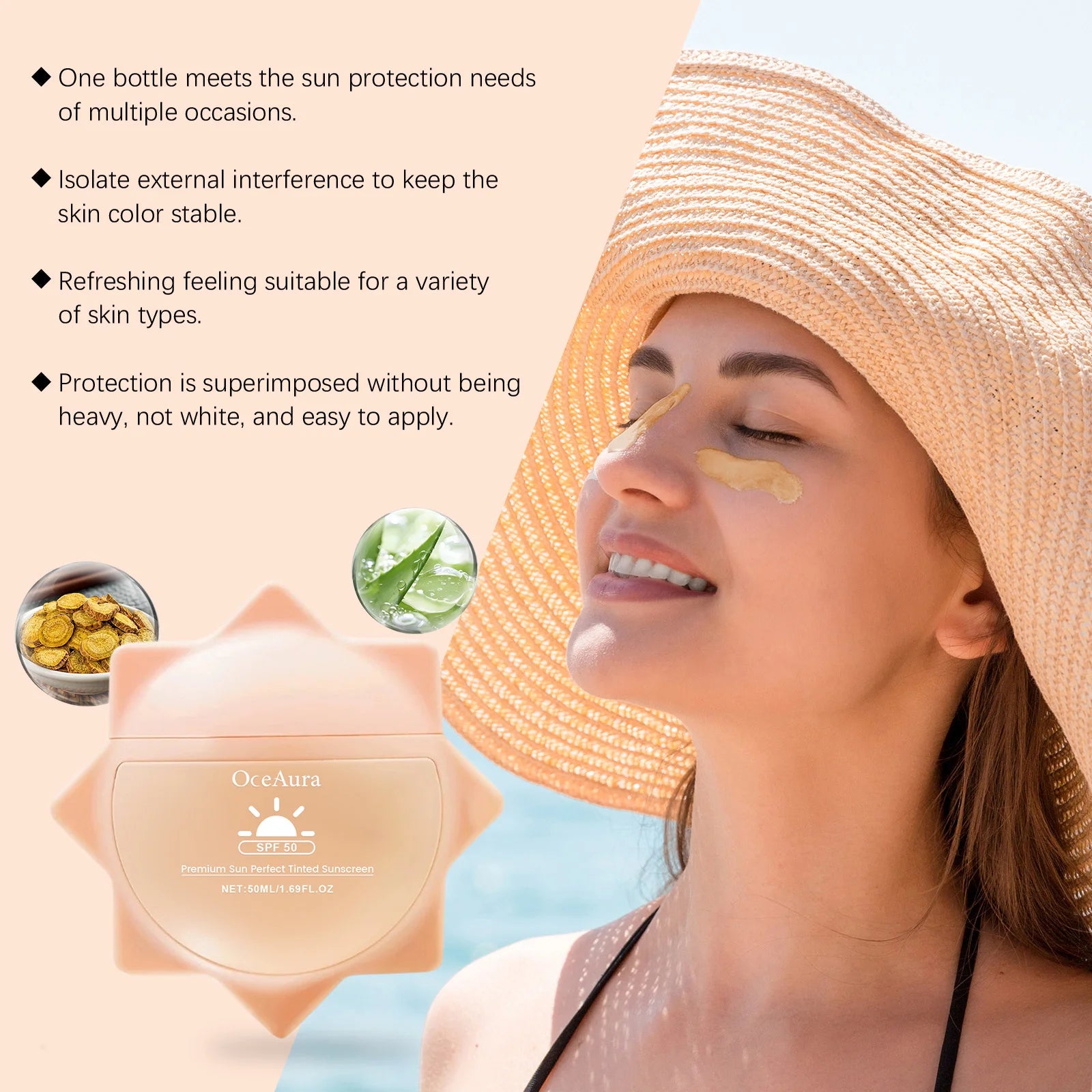 SPF 50+ Sunscreen for Face & Body – UV Protection, Oil Control & Deep Moisturizing Sunblock Cream