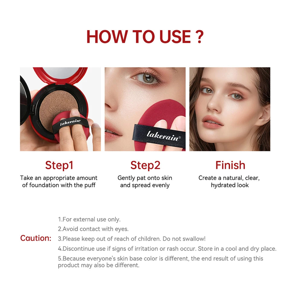 Sunscreen Cushion Foundation SPF | Full Coverage Waterproof Long-Lasting Concealer Cushion Makeup