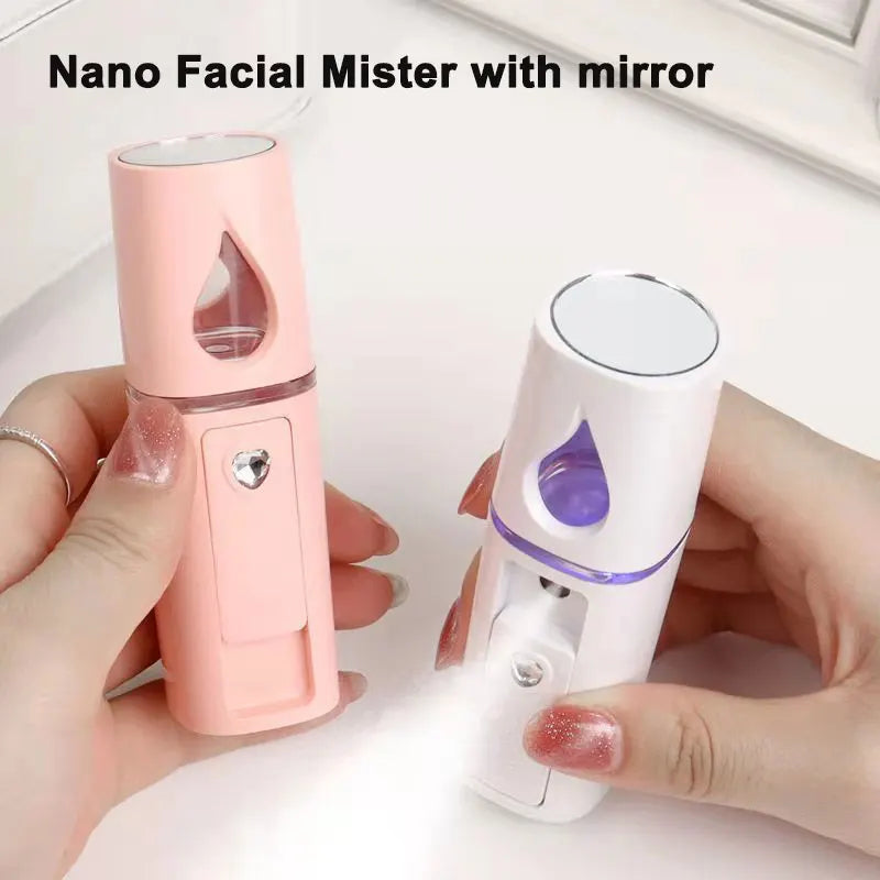Nano Facial Mister Portable Spray | Hydrating Mini Mist Sprayer with Mirror – Refresh & Moisturize Skin Anytime