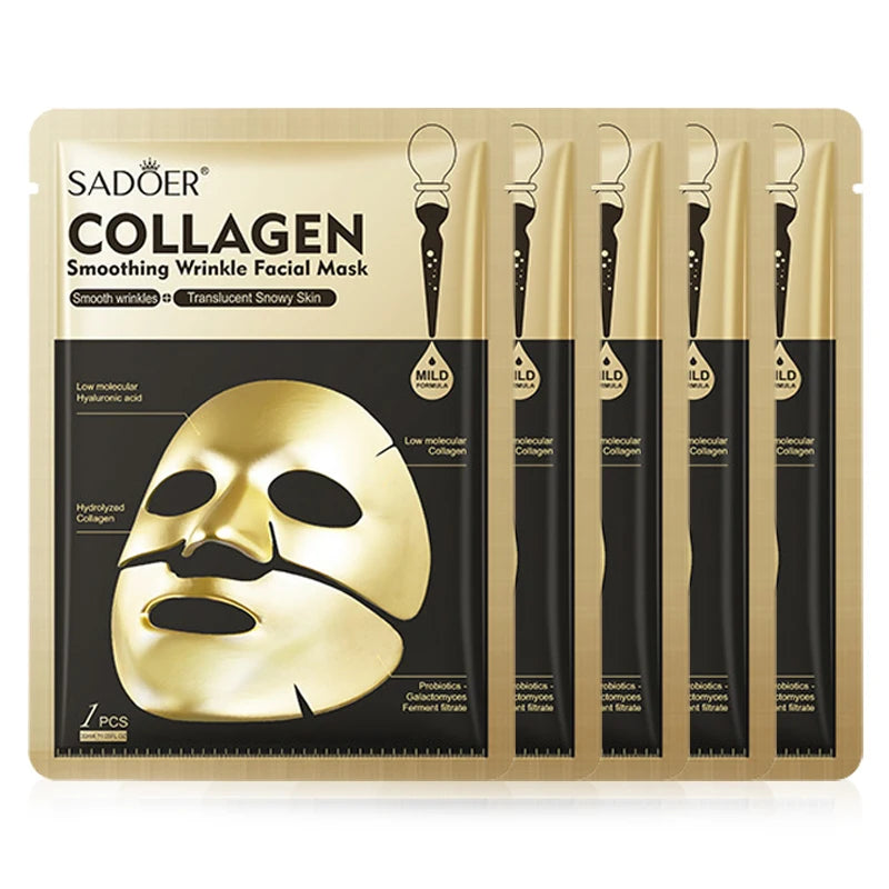SADOER Golden Collagen Face Mask | Hydrating Anti-Aging Sheet Mask for Wrinkles & Radiant Skin