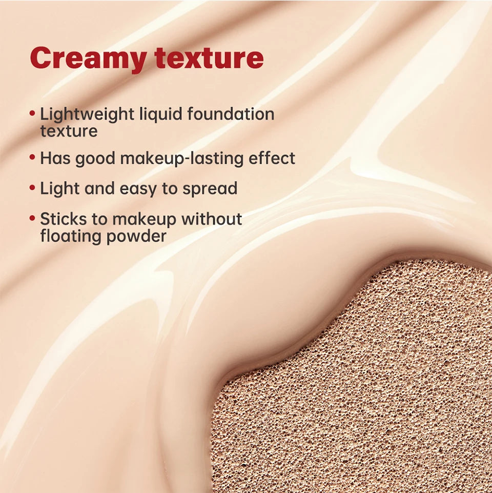 Sunscreen Cushion Foundation SPF | Full Coverage Waterproof Long-Lasting Concealer Cushion Makeup