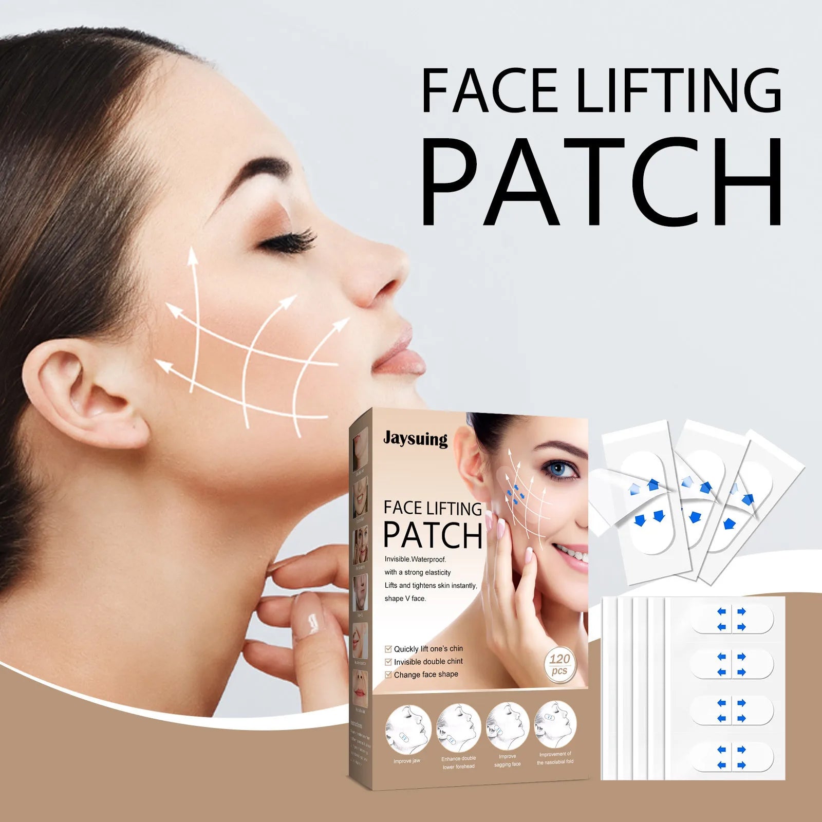 Invisible V-Shape Face Lift Tape – Double Chin, Neck & Eye Tightening Stickers (40/120 PCS) | Instant Anti-Wrinkle Beauty Tool for Women