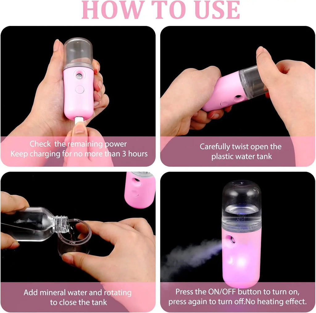Nano Mister 30ml Portable Facial Sprayer | USB Rechargeable Mini Face Humidifier for Instant Skin Hydration