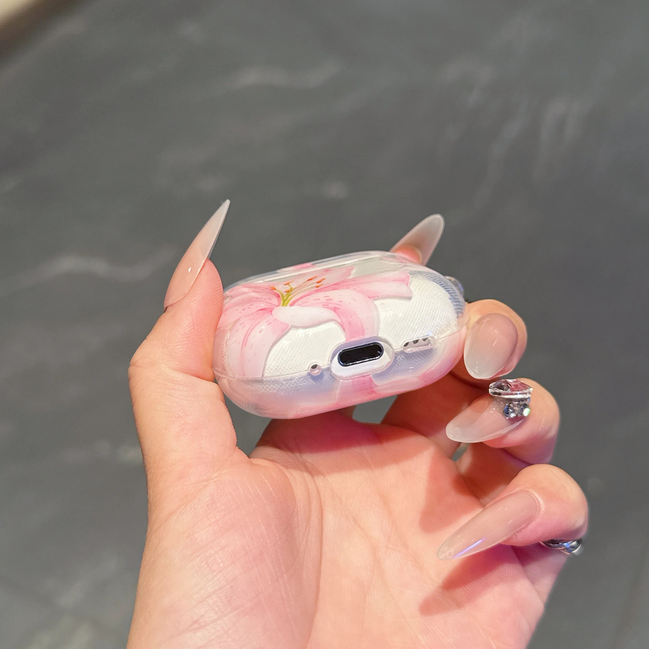 Pink Lily Flower AirPods Case – Cute Floral Soft Protective Cover for AirPods 1/2/3/4 & AirPods Pro 2 | Shockproof Silicone Case for Women & Girls