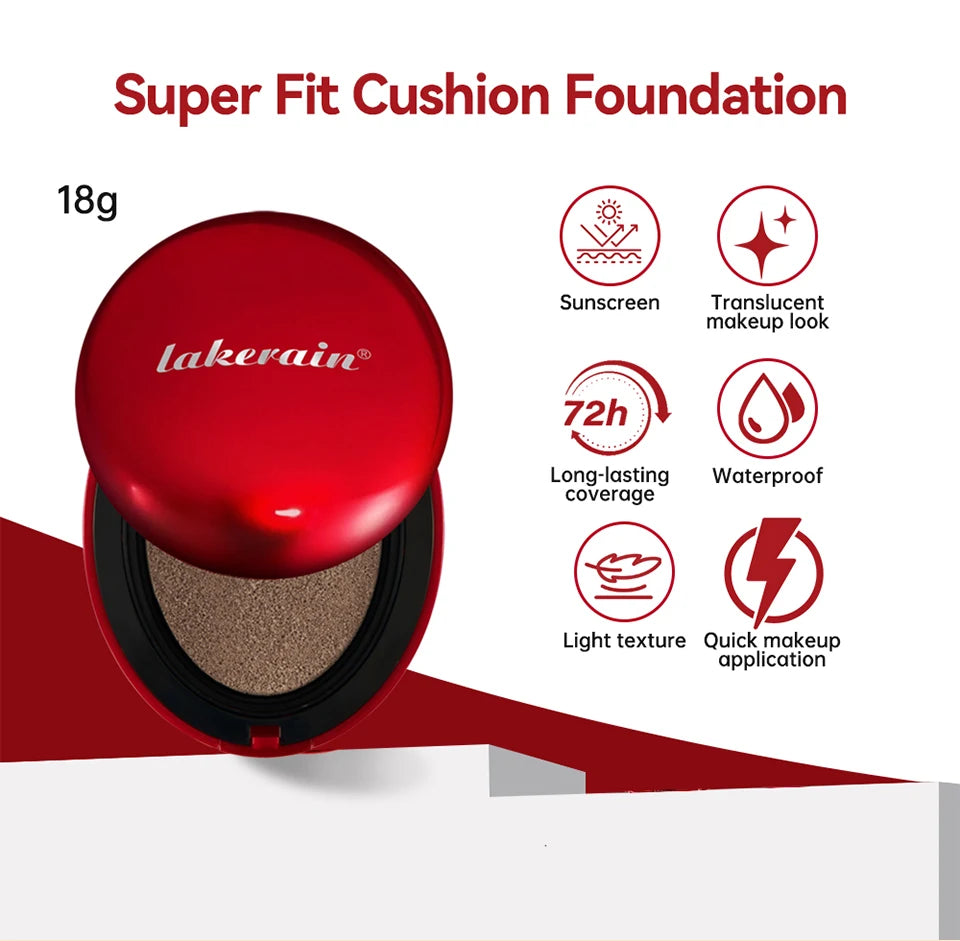 Sunscreen Cushion Foundation SPF | Full Coverage Waterproof Long-Lasting Concealer Cushion Makeup