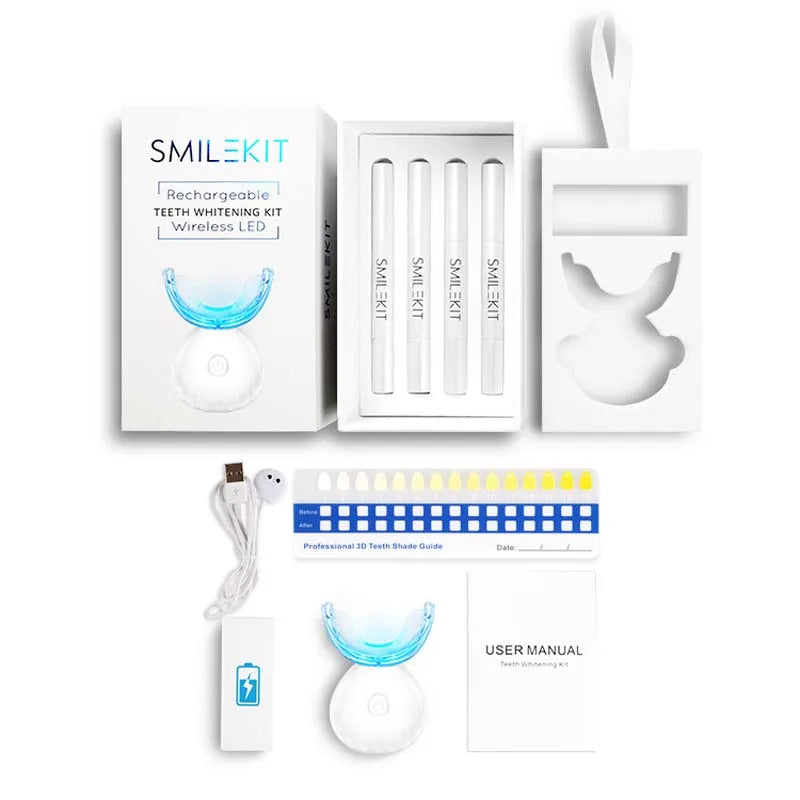 Wireless Teeth Whitening Kit with LED Light ✨ | Professional Results at Home 🦷
