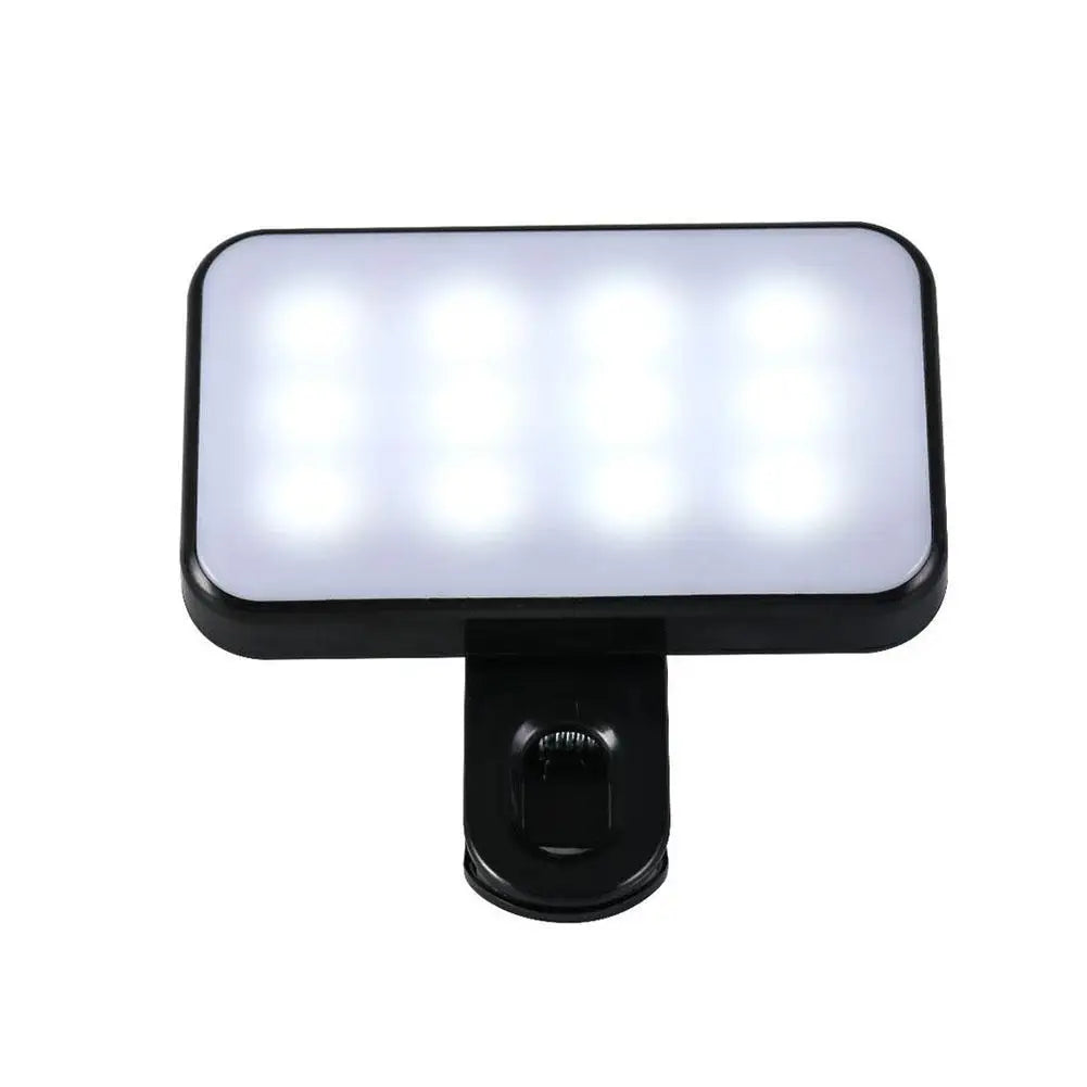 Portable Mini LED Selfie Light | 3 Modes Adjustable Brightness – Rechargeable Clip-On Fill Light for Phone & Laptop