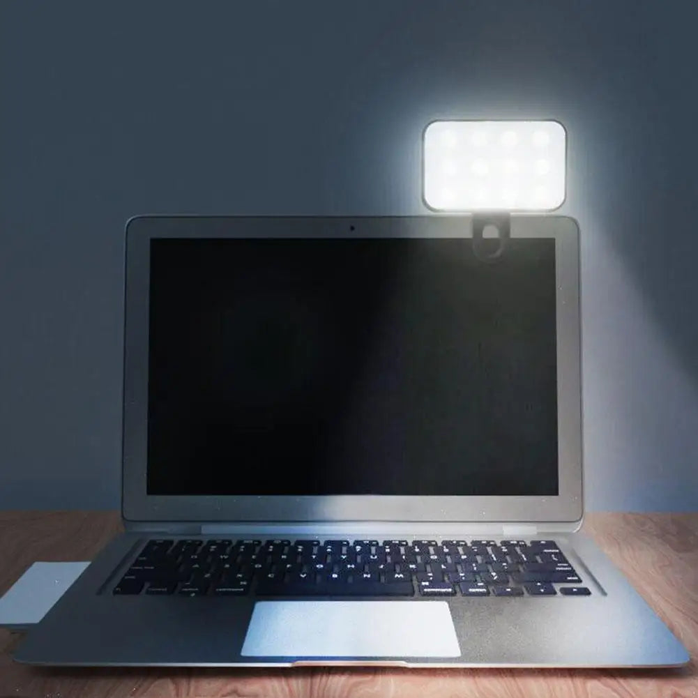 Portable Mini LED Selfie Light | 3 Modes Adjustable Brightness – Rechargeable Clip-On Fill Light for Phone & Laptop