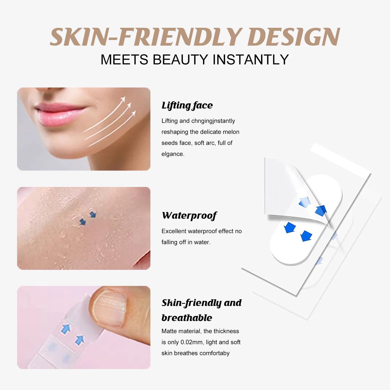 Invisible V-Shape Face Lift Tape – Double Chin, Neck & Eye Tightening Stickers (40/120 PCS) | Instant Anti-Wrinkle Beauty Tool for Women