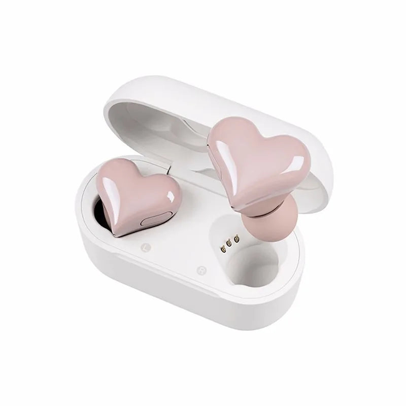 Heartbuds Wireless Earphones – Cute Heart Shape Bluetooth 5.0 Earbuds for Girls | Stylish Pink TWS Headset with Mic for Music, Gaming & Daily Use
