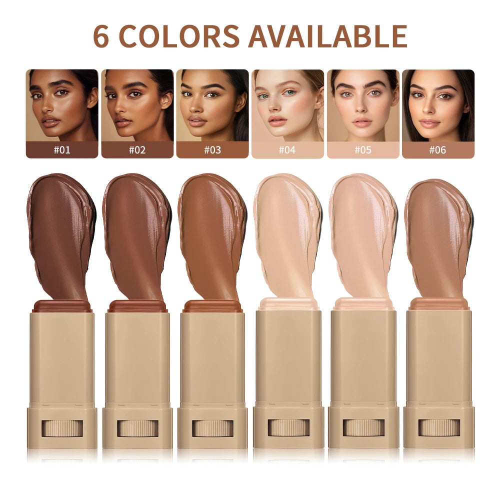 Skin Tint Stick – Waterproof Tinted Serum Foundation Balm | Nourishing Face Contour & Lightweight Makeup Stick for Natural Glow