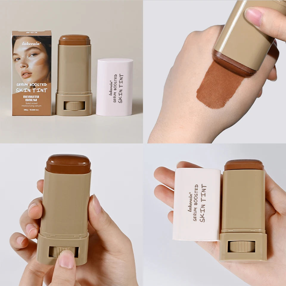 Skin Tint Stick – Waterproof Tinted Serum Foundation Balm | Nourishing Face Contour & Lightweight Makeup Stick for Natural Glow