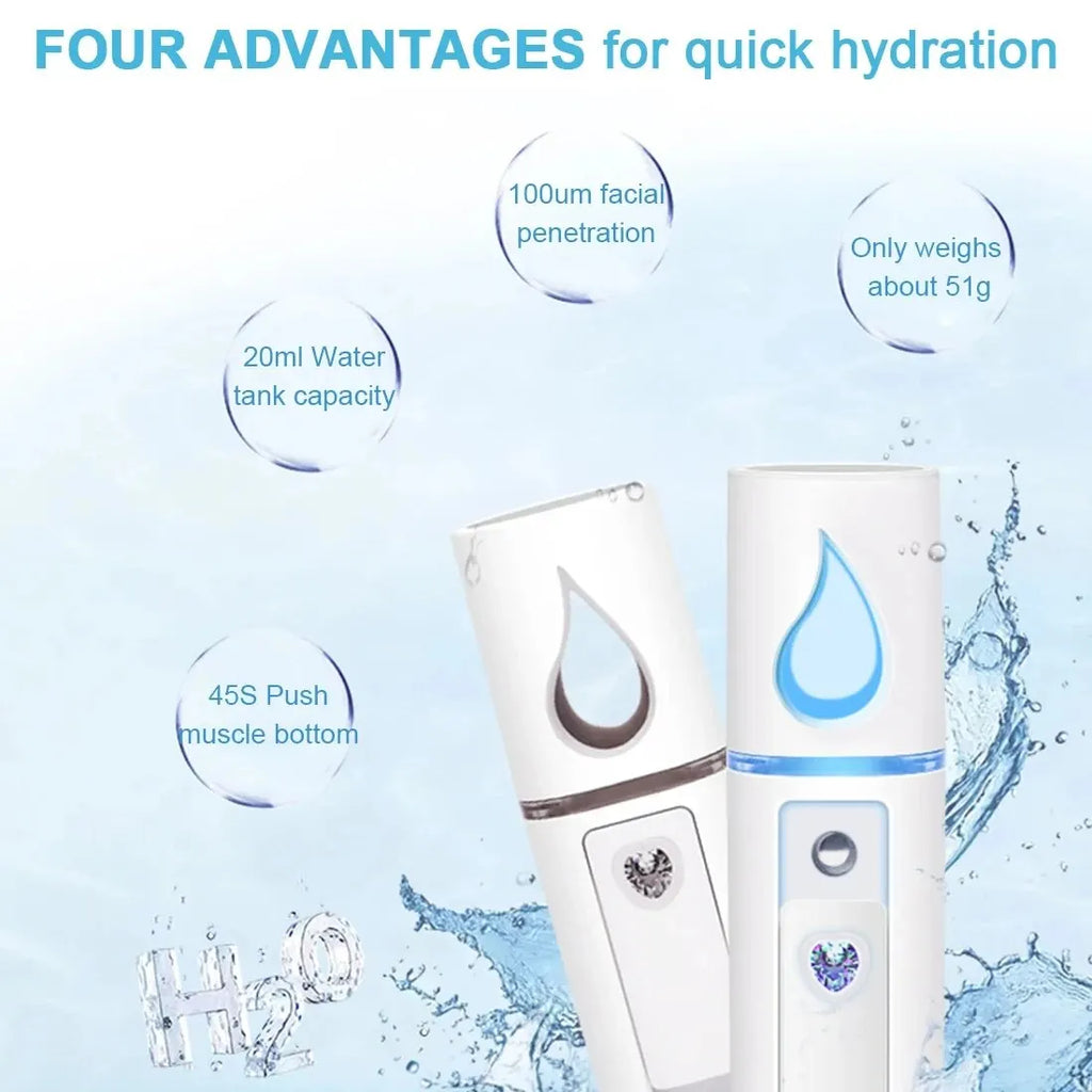 Nano Facial Mister Portable Spray | Hydrating Mini Mist Sprayer with Mirror – Refresh & Moisturize Skin Anytime