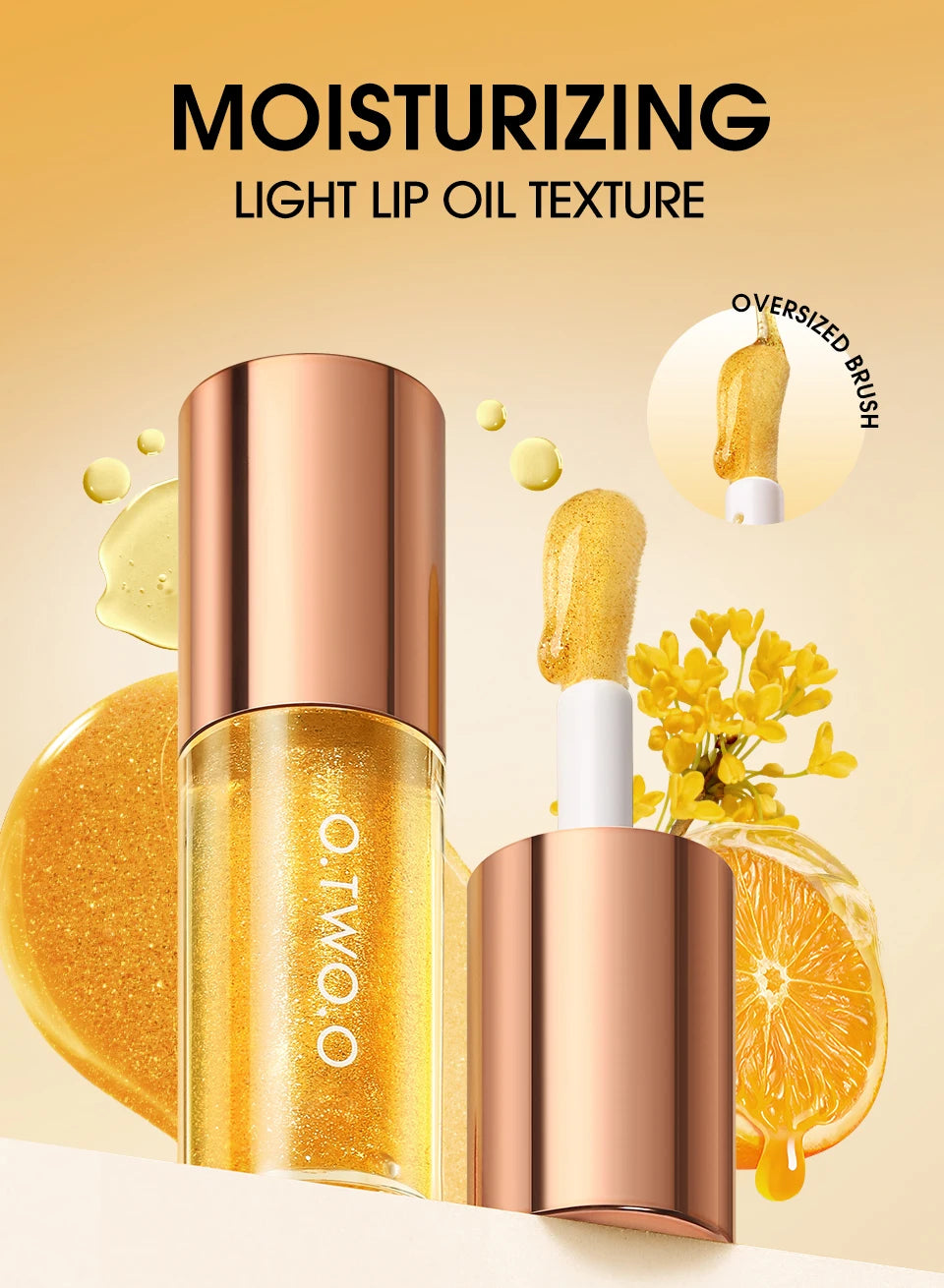 O.TWO.O Lip Oil Gloss | Hydrating Plumping Lip Balm – Non-Sticky, Glossy Shine & Natural Tint