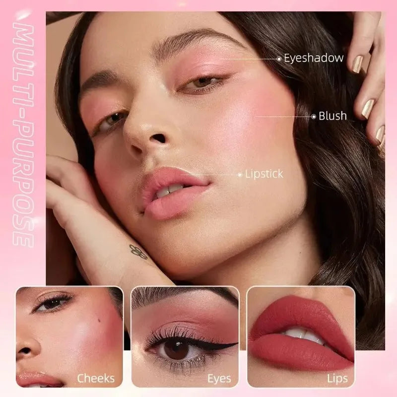 Melting Cream Blush & Highlighter – Soft Matte & Pearlescent Glow | Hydrating Cream Makeup for Cheeks & Lips (2-in-1)