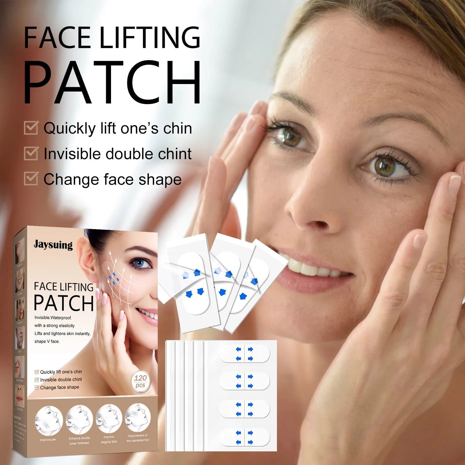 Invisible V-Shape Face Lift Tape – Double Chin, Neck & Eye Tightening Stickers (40/120 PCS) | Instant Anti-Wrinkle Beauty Tool for Women