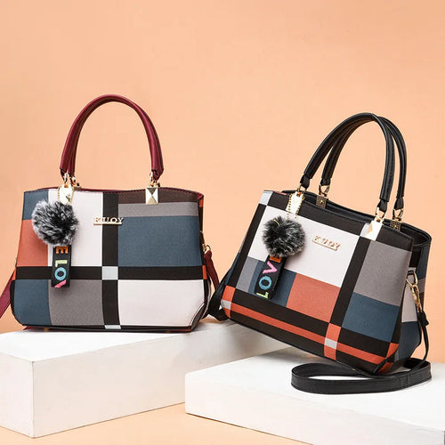 Elegant Designer Women’s Handbag – PU Leather Crossbody & Shoulder Bag | Hairball Charm Messenger Tote Purse